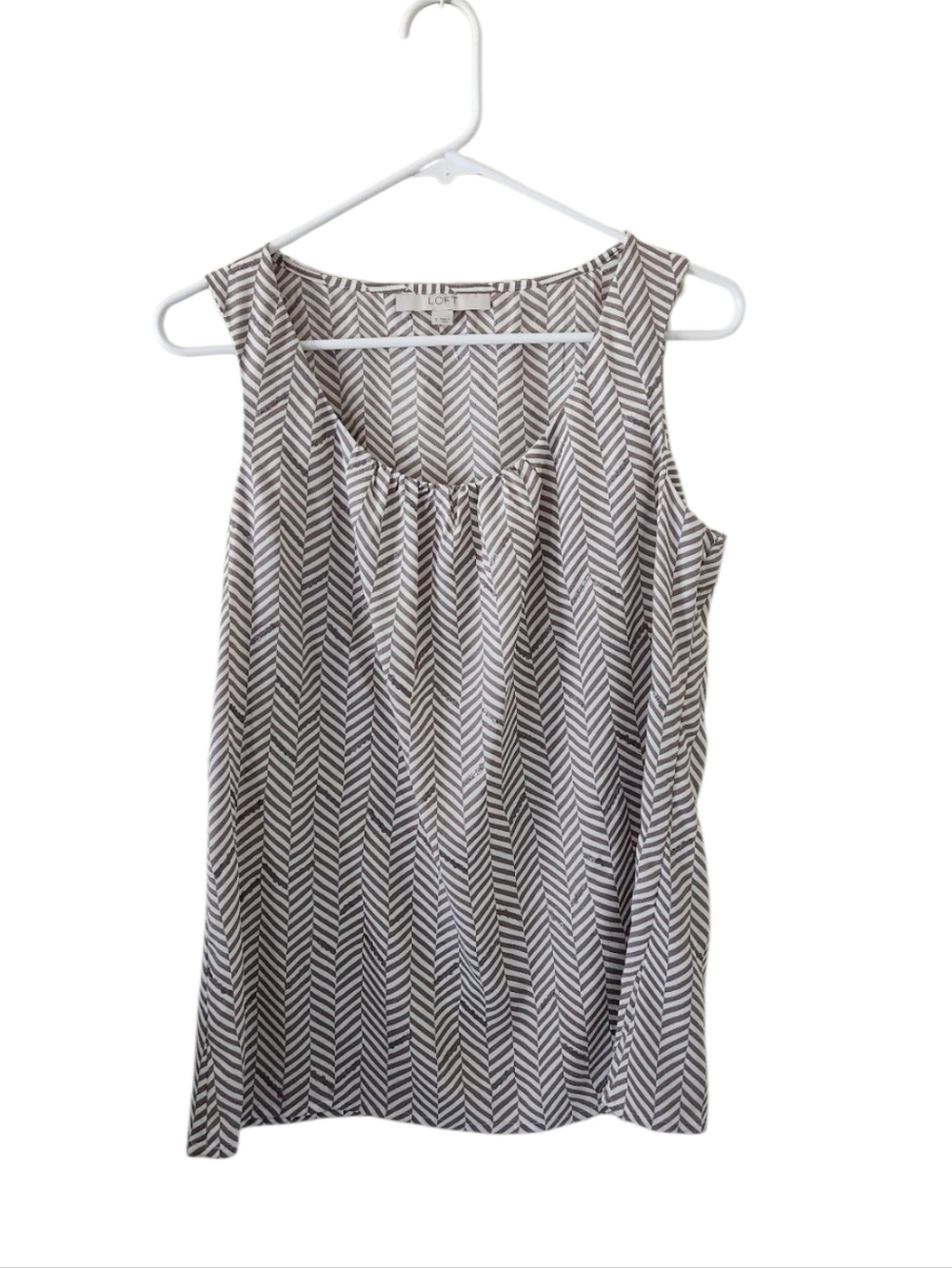 Loft Tan Chevron Print Sleeveless Top
